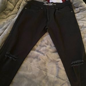 Black Ripped at the Knee Jeans